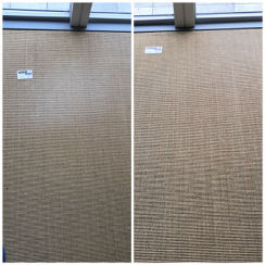 Restored sisal carpet after expert colour repair and spot dyeing