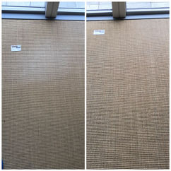 Restored sisal carpet after expert colour repair and spot dyeing