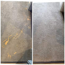 Yellow chlorine bleach spot on carpet caused by sodium hypochlorite